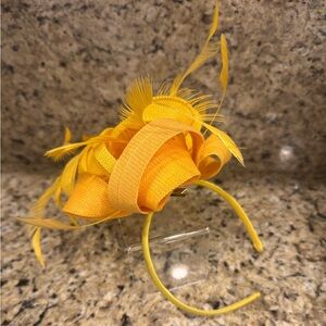 Vibrant Yellow Fascinator with Feathers